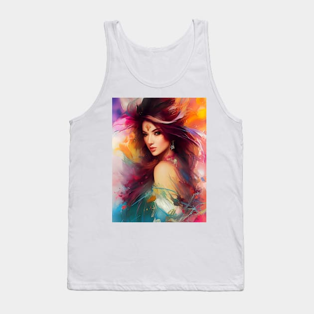 Vibrant Color Beautiful Young Woman Color Smear Abstract Smear Tank Top by InfinitelyPink